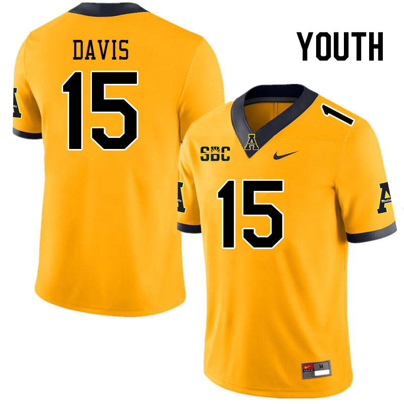 Youth #15 Thomas Davis Appalachian State Mountaineers College Football Jerseys Stitched Sale-Gold - Click Image to Close